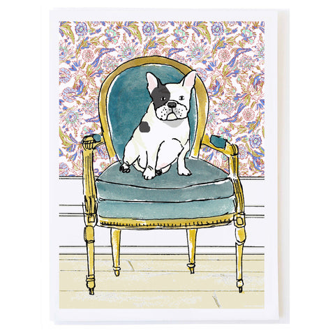 French Bulldog on Velvet Chair