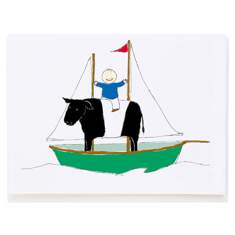 Riding Cow on Boat