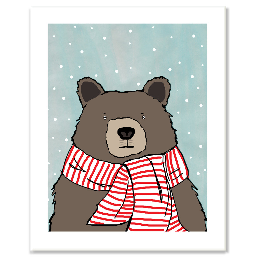 Bear in Striped Scarf Print