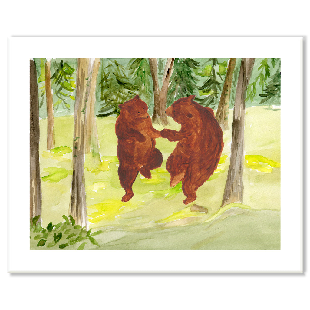 Dancing Bears in Forest Print