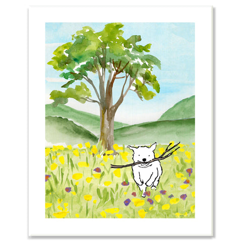 Dog in Meadow Print
