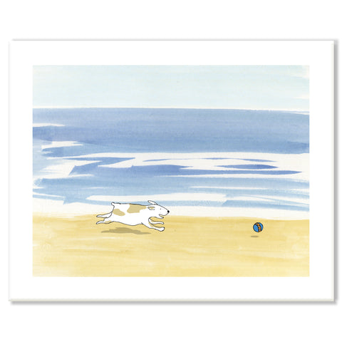Dog Running on Beach Print