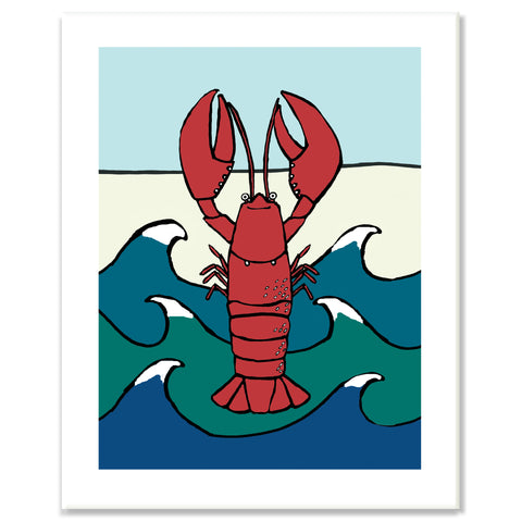 Lobster in Waves Print