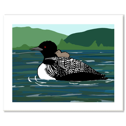 Loon and Baby Print