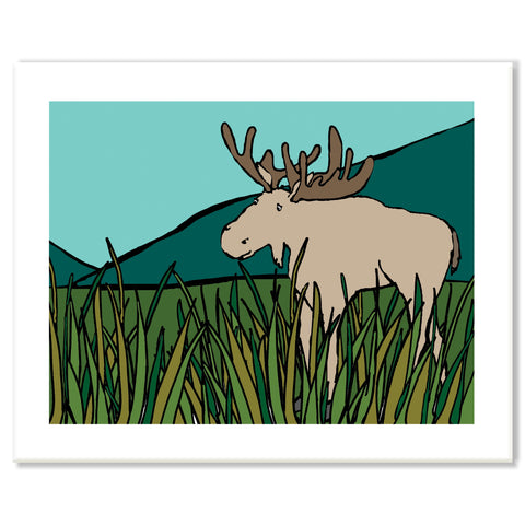 Moose in Grass Print