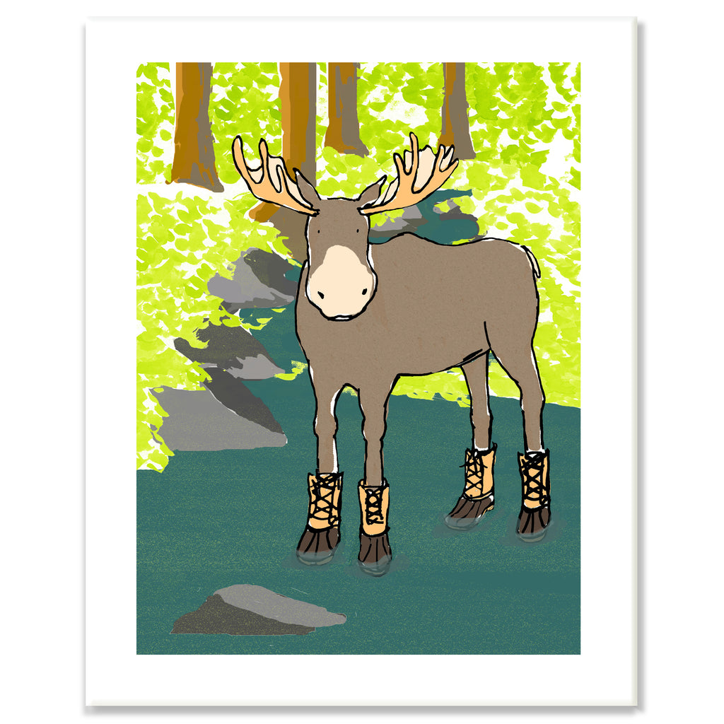 Moose in River Print