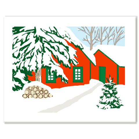 Red Cabin Print