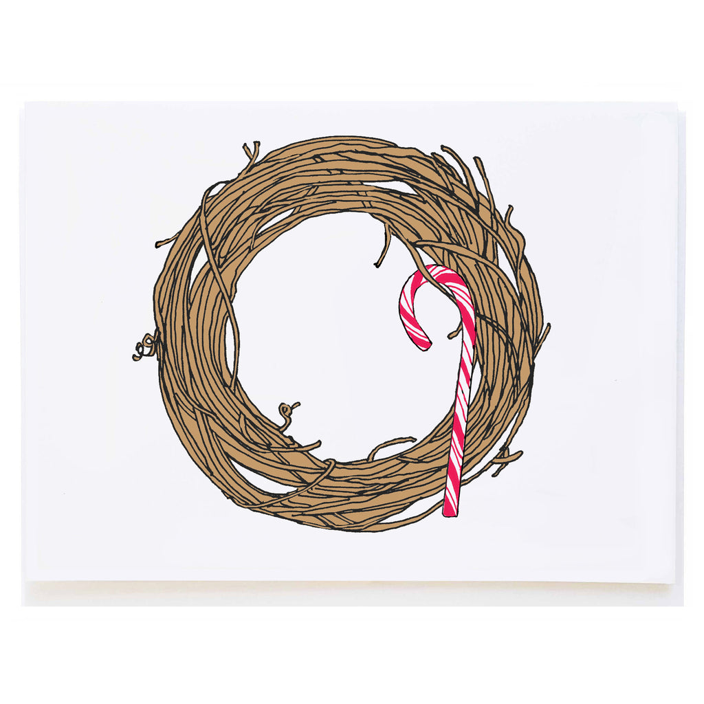 Twig Wreath with Candy Cane (small card)